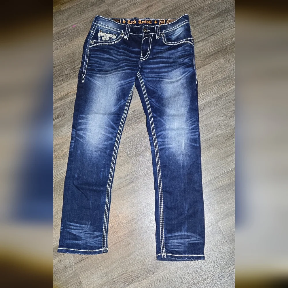 Rock Revival Slim Straight Mens Jeans Size 34 - Picture 11 of 16